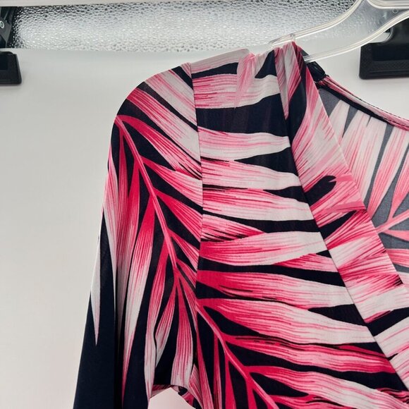 Janette Women's Maxi Dress Surplice Top Long Sleeve Tropical Print Size Small - Picture 5 of 9